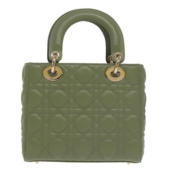 DIOR Canage Small Lady DIOR Bag Lamb Skin Green Gold - Picture 1 of 14
